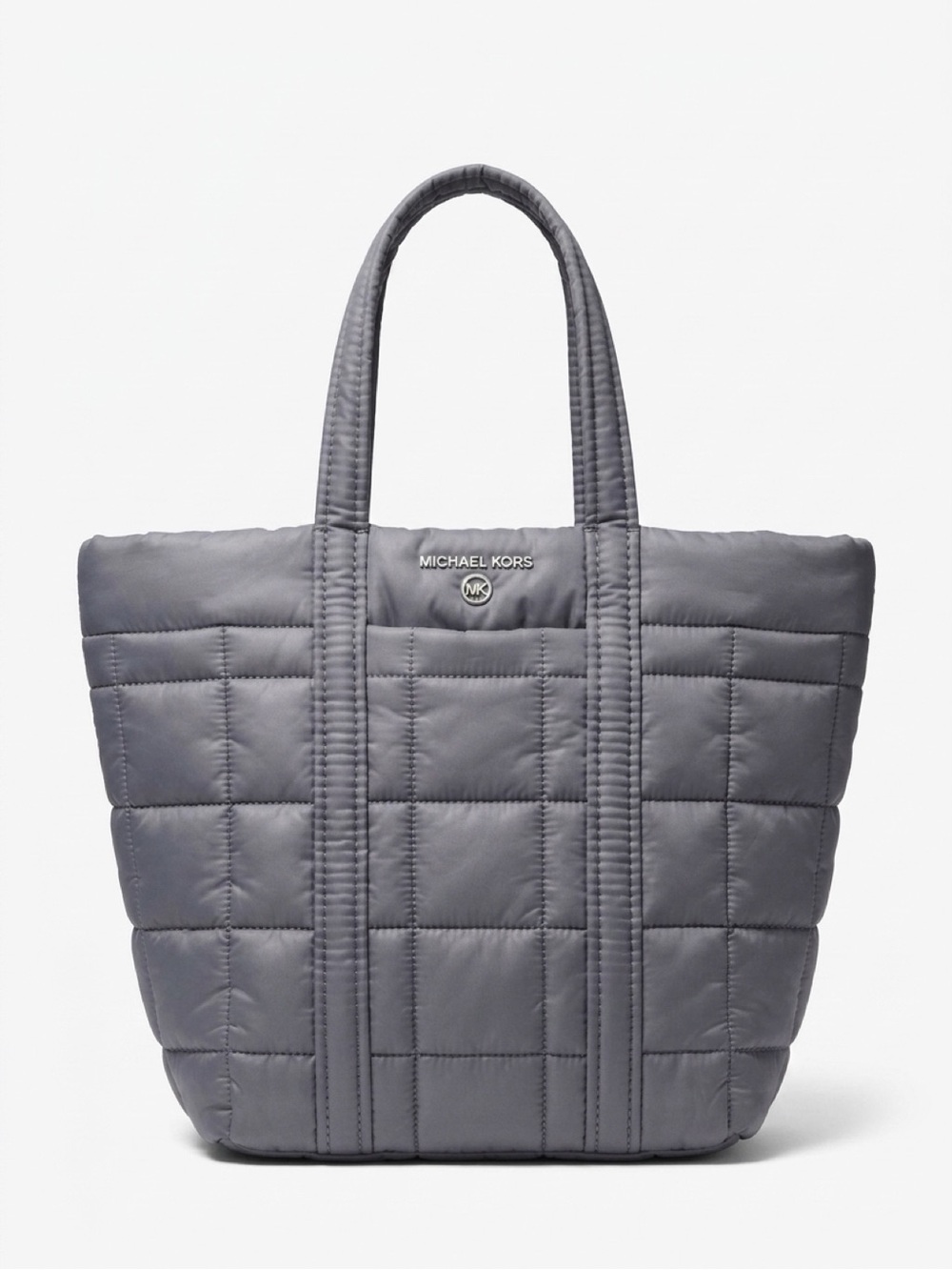 Michael Kors Gray Quilted Nylon Tote Bag Lightweight Shoulder Bag